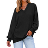 Fantaslook Waffle Knit Womens Sweatshirts Long Sleeve V Neck Shirt Loose Fall Outfits Pullover Casual Tops