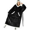 Fantaslook Oversized Wearable Blanket Hoodie, Long Flannel Sherpa Fleece Blanket Hoodie Sweatshirt for Adults Women Men, Plush Blanket with Hood, Pocket & Sleeves