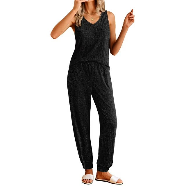 Fantaslook Womens Pajamas Sets V Neck Tank Tops and Long Pants Two Piece Lounge Sets Summer Oufits Loungewear
