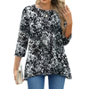 Fantaslook Plus Size Women Tunic Tops 3/4 Sleeve Dressy Casual Blouses Loose Flowy Floral Shirts