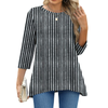 Fantaslook Plus Size Women Tunic Tops 3/4 Sleeve Dressy Casual Blouses Loose Flowy Floral Shirts