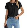 Fantaslook Pleated Blouses for Women Dressy Casual Tops Business Work Shirts Ruffle Sleeve Crew Neck Summer Outfits