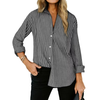 Fantaslook Striped Button Down Shirts for Women Classic Long Sleeve Collared Office Work Blouses Tops