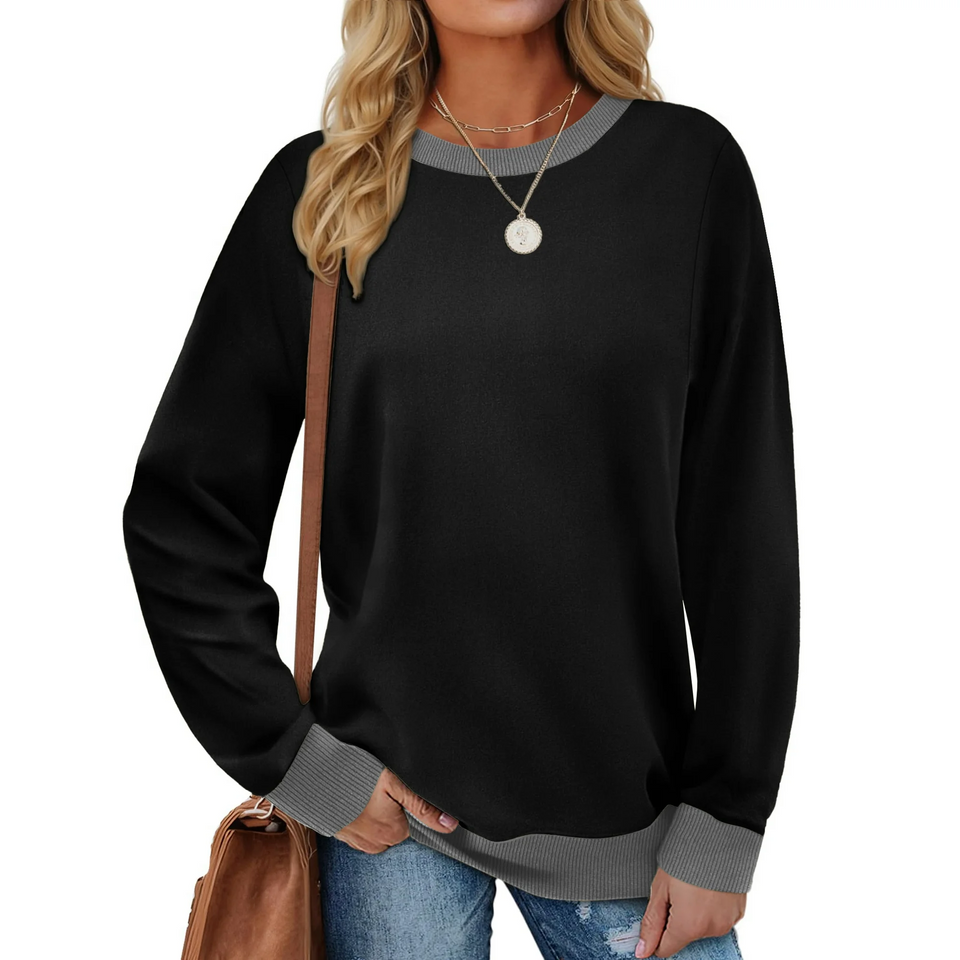 Fantaslook Color Block Sweatshirts for Women Crewneck Long Sleeve Shirts Fashion Tops Pullover Sweatshirts Fall Outfits