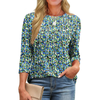 Fantaslook Womens Plus Size Tops 3/4 Sleeve Pleated Dressy Blouses Crew Neck Casual Tunic Tops Summer Shirts