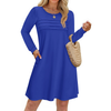 Fantaslook Pleated Long Sleeve Dresses for Women Fashion Fall Dresses Casual Dress with Pockets