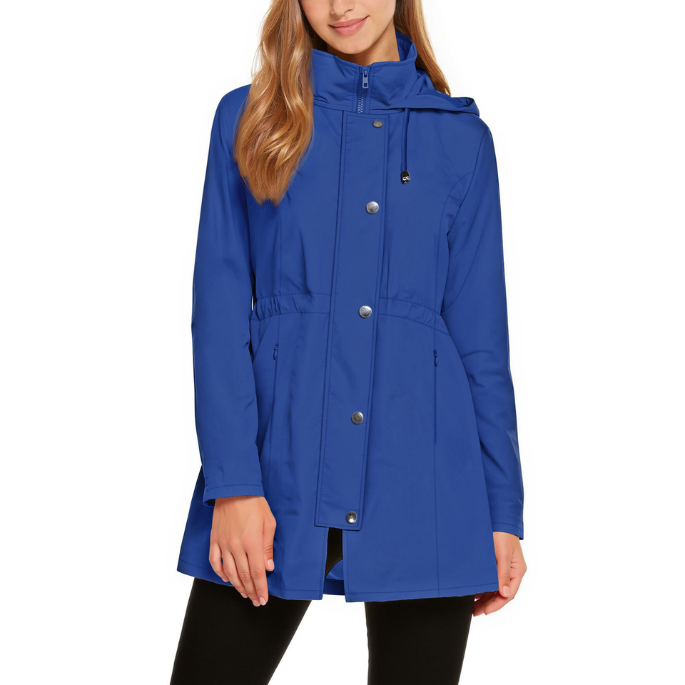 Fantaslook Fall Jackets for Women Hooded Windbreaker Water-Resistant Long Coat Outdoor Trench Coat with pockets