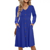 Fantaslook Long Sleeve Dresses for Women V Neck Casual Fall Dress Button Floral Midi Dresses with Pockets
