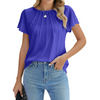 Fantaslook Pleated Blouses for Women Dressy Casual Tops Business Work Shirts Ruffle Sleeve Crew Neck Summer Outfits
