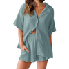 Fantaslook 2 Piece Womens Outfit Sets Button Down Shirts and Shorts Casual Lounge Sets Short Sleeve Pajamas Sets Summer Loungewear