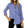 Fantaslook Striped Button Down Shirts for Women Classic Long Sleeve Collared Office Work Blouses Tops
