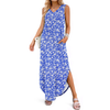 Fantaslook Summer Maxi Dresses for Women V Neck Tank Dress Vacation Beach Floral Sundresses with Pockets