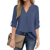 Fantaslook Womens Blouses 3/4 Sleeve V Neck Work Shirts Dressy Tops Chiffon Office Wear