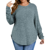 Fantaslook Womens Plus Size Tops Crewneck Long Sleeve Shirts Loose Tunic Tops Curved Hem Fall Pullover