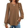 Fantaslook Eyelet Blouses for Women Dressy Casual Long Sleeve Shirts Crew Neck Fall Trendy Tops