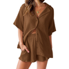 Fantaslook 2 Piece Womens Outfit Sets Button Down Shirts and Shorts Casual Lounge Sets Short Sleeve Pajamas Sets Summer Loungewear