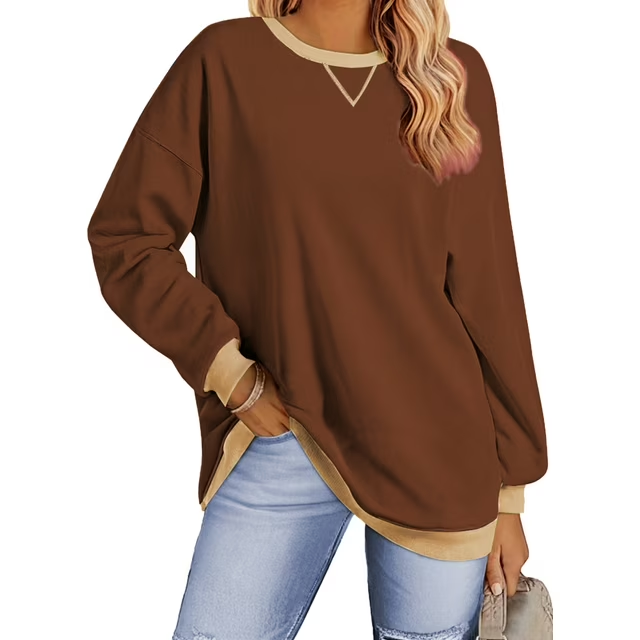 Fantaslook Color Block Sweatshirts for Women Crewneck Long Sleeve Oversized Pullover Tops Casual Fall Outfits