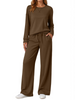 Fantaslook 2 Piece Womens Lounge Sets Casual Travel Outfits Fall Matching Sweatsuits Long Sleeve Sweatshirt and Wid Leg Pant Pajamas Set