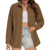 Fantaslook Women Corduroy Shirts Shacket Jacket Casual Long Sleeve Button Down Blouses Tops