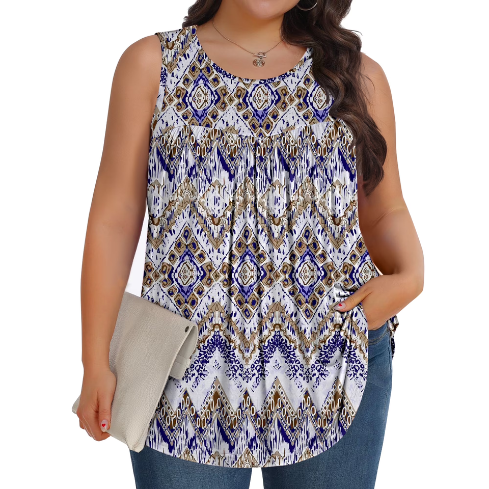 Fantaslook Plus Size Tank Tops for Women Tunic Sleeveless Shirts Dressy Casual Floral Blouses Loose Summer Tops