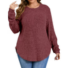Fantaslook Womens Plus Size Tops Crewneck Long Sleeve Shirts Loose Tunic Tops Curved Hem Fall Pullover