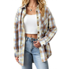 Fantaslook Plaid Shirts for Women Button Down Flannel Shirts Casual Loose Long Sleeve Blouses Tops