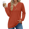 Fantaslook V Neck Blouses for Women Dressy Casual Tops Button Long Sleeve Shirts Trendy Fall Tops