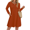Fantaslook Pleated Long Sleeve Dresses for Women Fashion Fall Dresses Casual Dress with Pockets