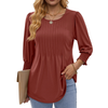 Fantaslook Pleated Blouses for Women Dressy Casual 3/4  Sleeve Womens Tops with Smocked Cuffs Summer Fall Shirts