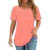 Fantaslook Women Blouses Dressy Casual Summer Short Sleeve Shirts Crew Neck Pleated Tunic Tops