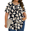 Fantaslook Womens Plus Size Tops Tunic Short Sleeve Shirts Floral Blouses Loose Summer Tops