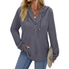 Fantaslook Hoodies for Women Waffle Knit Sweatshirts Drawstring Long Sleeve Tops Button V Neck Pullover