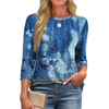 Fantaslook Womens Plus Size Tops 3/4 Sleeve Pleated Dressy Blouses Crew Neck Casual Tunic Tops Summer Shirts