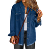 Fantaslook Denim jackets for Women Oversized Button Up Frayed Hem Shackets Fashion Jean Jacket With Pockets
