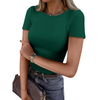 Fantaslook Slim Fit Tops for Women Short Sleeve Crew Neck Shirts Stretch Basic Casual T Shirts