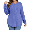 Fantaslook Womens Plus Size Tops Crewneck Long Sleeve Shirts Loose Tunic Tops Curved Hem Fall Pullover