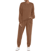Fantaslook Womens Two Piece Sets Crewneck Long Sleeve Ribbed Sweatsuits Pullover Lounge Set with Pockets Casual Tracksuit Fall Outfits