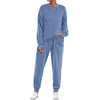 Fantaslook Womens Two Piece Sets Crewneck Long Sleeve Ribbed Sweatsuits Pullover Lounge Set with Pockets Casual Tracksuit Fall Outfits