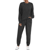 Fantaslook Womens Two Piece Sets Crewneck Long Sleeve Ribbed Sweatsuits Pullover Lounge Set with Pockets Casual Tracksuit Fall Outfits