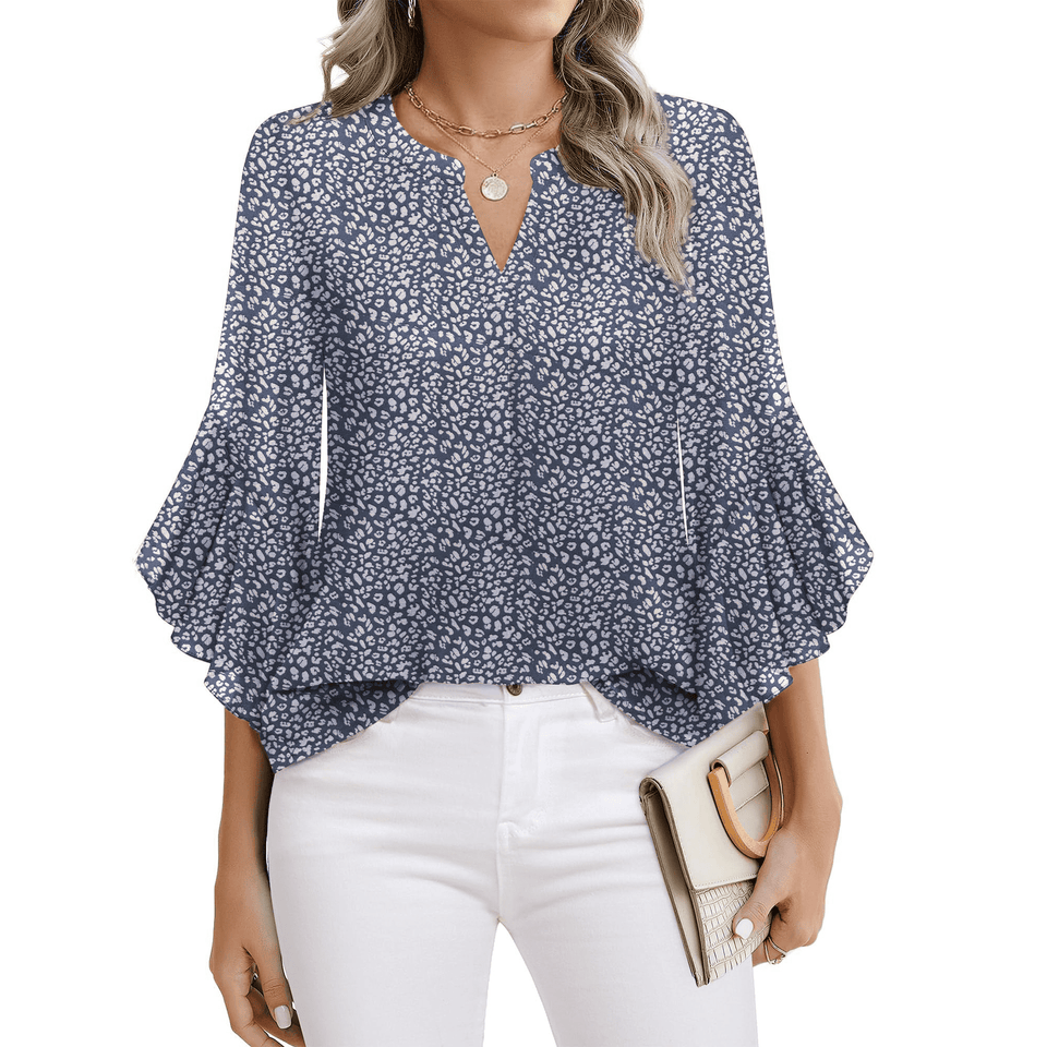 Fantaslook Blouses for Women 3/4 Ruffle Sleeve Summer Tops V Neck Business Work Blouse Dressy Casual Shirts