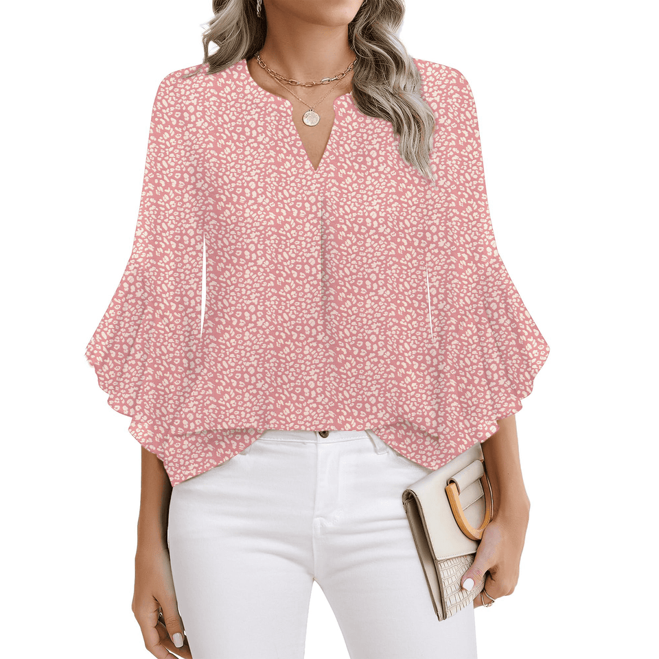 Fantaslook Blouses for Women 3/4 Ruffle Sleeve Summer Tops V Neck Business Work Blouse Dressy Casual Shirts