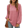 Fantaslook Blouses for Women Crewneck Long Sleeve Tops Chiffon Pom Pom Shirts Fall Casual