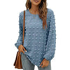 Fantaslook Blouses for Women Crewneck Long Sleeve Tops Chiffon Pom Pom Shirts Fall Casual