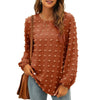 Fantaslook Blouses for Women Crewneck Long Sleeve Tops Chiffon Pom Pom Shirts Fall Casual