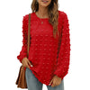 Fantaslook Blouses for Women Crewneck Long Sleeve Tops Chiffon Pom Pom Shirts Fall Casual