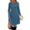 Fantaslook Fall Long Sleeve Dresses for Women Crew Neck Empire Waist Tunic Dress with Pockets Sweater Dress