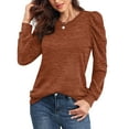 Fantaslook Fall Sweatshirts for Women Crewneck Puff Sleeve Tops Fashion Shirts