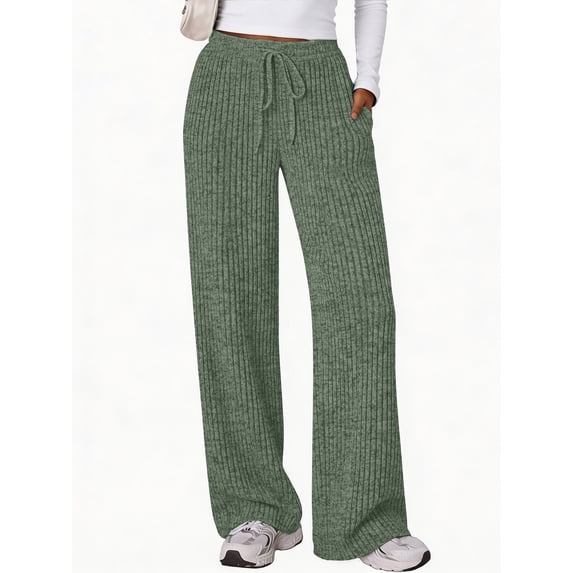 Fantaslook Fall Wide Leg Pants for Women Dressy Casual Lounge Pants Stretchy Elastic Drawstring Trousers with Pockets