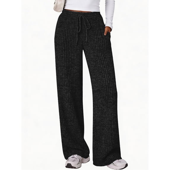 Fantaslook Fall Wide Leg Pants for Women Dressy Casual Lounge Pants Stretchy Elastic Drawstring Trousers with Pockets