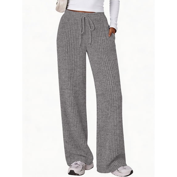 Fantaslook Fall Wide Leg Pants for Women Dressy Casual Lounge Pants Stretchy Elastic Drawstring Trousers with Pockets